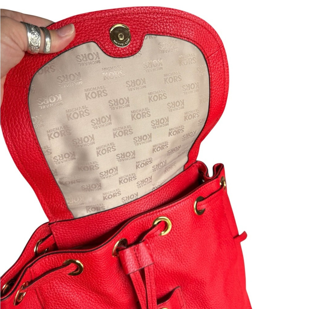 NWT Michael Kors Red Backpack with Gold Hardware - Picture 5 of 16